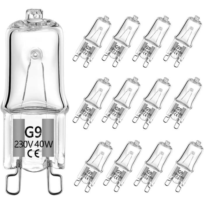 Lot De 10 Ampoules Halogènes G9 - 25W à 60W, Lumière Blanc Chaud 2700K, Pour Intérieur (220V/12V)