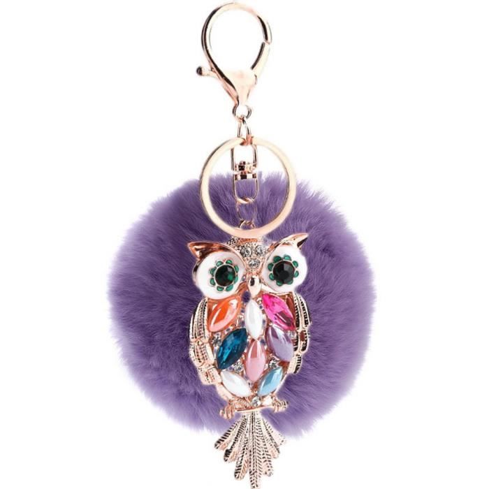 Smile Ykk Porte Cles Hibou En Peluche Pompon Pour Sac A Main