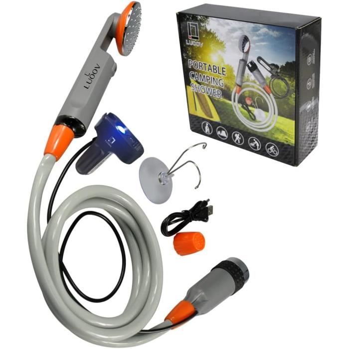 Douche Portable à Batterie Rechargeable - Idéale Camping, Randonnée, Voyage, Extérieur - Puissante 2,5 L/min - Luoov