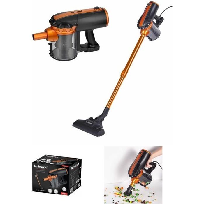 Aspirateur Balai 2en1 500mL 600W Techwood Orange Balai / à main filaire, cyclonique sans sac