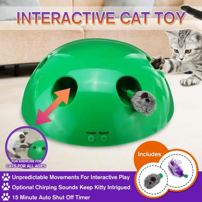 Tempsa Chat Interactif Jouet Chat Jouet Avec Minuterie Automatique Capture La Souris Rotation Souris Cdiscount