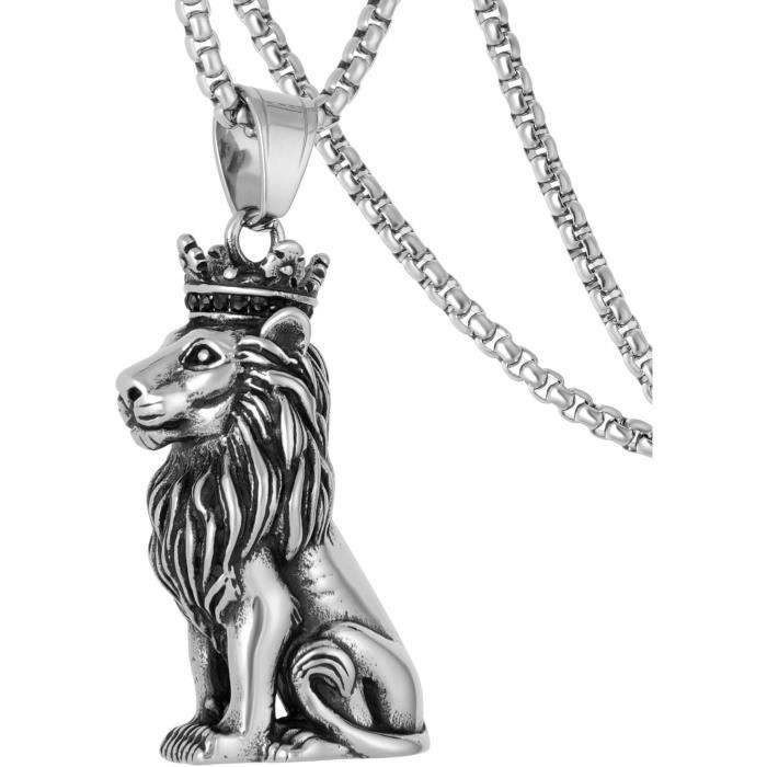Collier Moto Homme PikaLF - Pendentif Moto Vintage Acier Inoxydable - Chaîne 60cm - Style Punk Rock Gothique