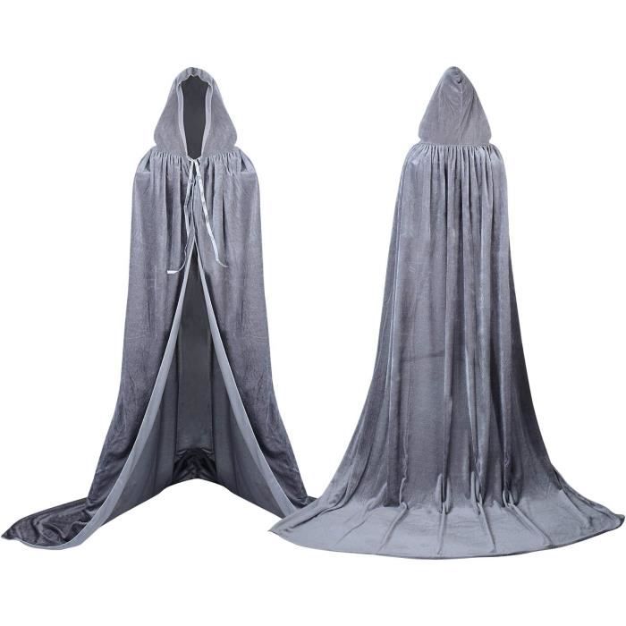 Cape à Capuchon Longue En Velours Pour Déguisement | Adulte Unisexe - Noir | Halloween, Carnaval, Noël - 13