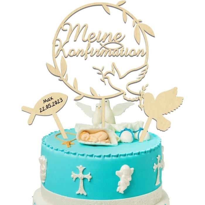 Décoration De Gâteau Personnalisée En Acrylique, Motif Colombe Pour Communion, Baptême, Confirmation - France