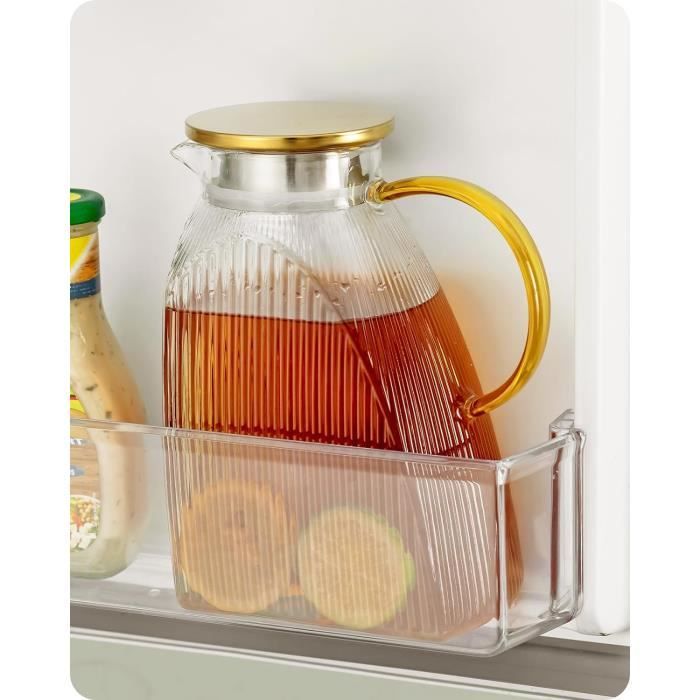 VFANDV Carafe En Verre 1,8L Avec Couvercle - Verre Borosilicate Résistant à La Chaleur - Idéale Pour Eau, Thé, Jus, Vin - Bec Verseur Anti-Goutte