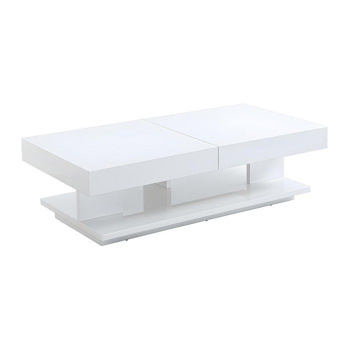 Table basse ARAMIS avec rangements - MDF laqué blanc Table basse ARAMIS avec rangements - MDF laqué blanc