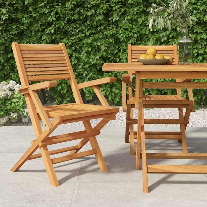 vidaXL Chaises de jardin pliantes 2 pcs 55x62x90 cm bois massif teck 362762