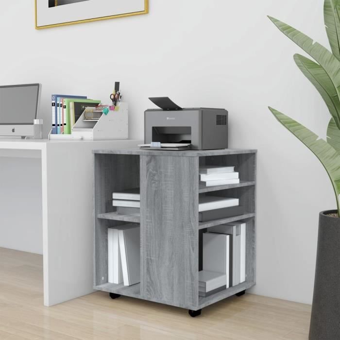 Armoire roulante - VIDAXL - Sonoma - Bois dingénierie - 60x53x72 cm - Couleur gris