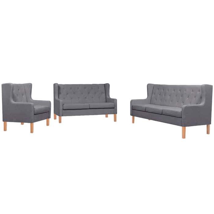 Ensemble de canapés - vidaXL - 3 pcs - Tissu Polyester - Gris - Design Contemporain