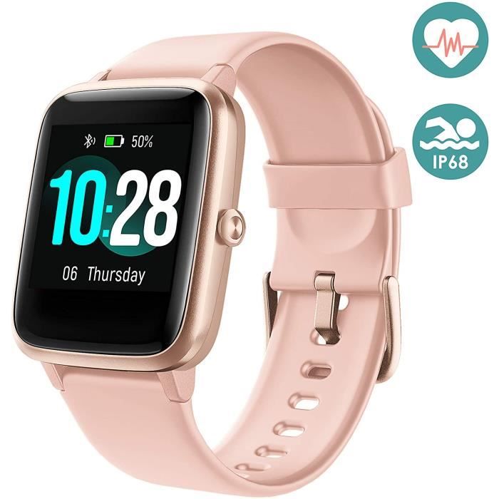 Montre connectée IP68 avec fréquence cardiaque, étanche, multisport Rose  Gold – Evetane