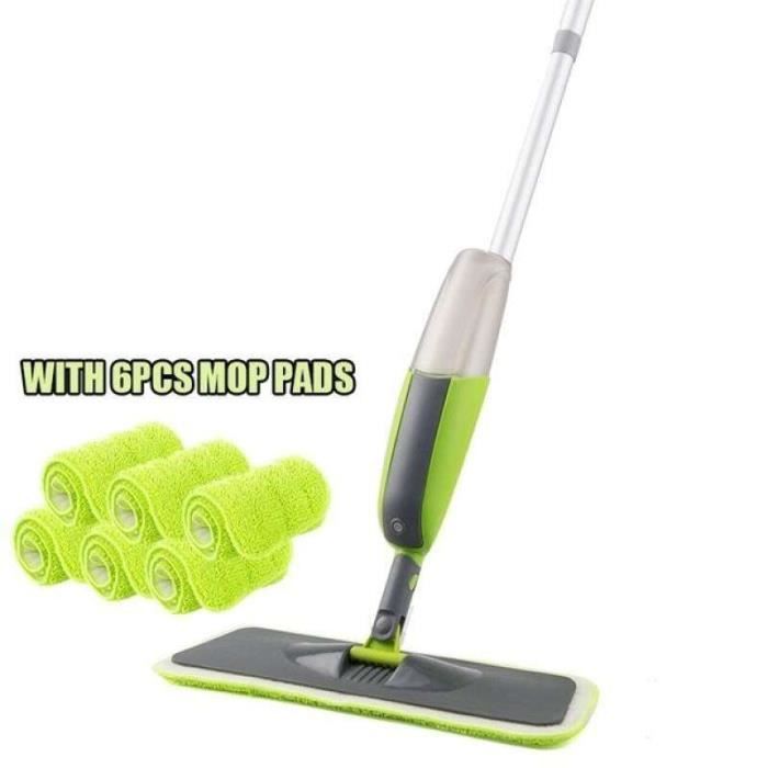 ZNM Serpillère et seau avec 6 serpillères en microfibre et système de seau avec essoreur, balai