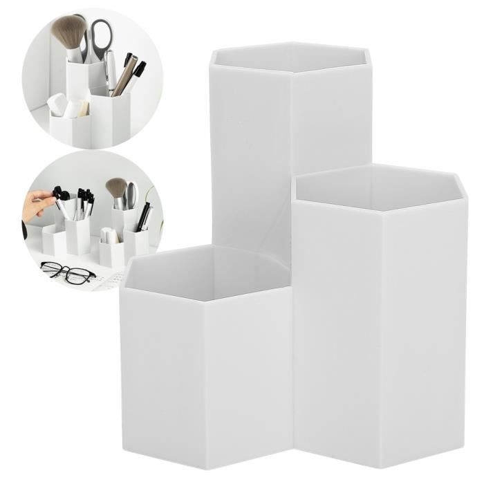 Make up Brush Holder Cup, 3 Slot White Cosmetic Organizer Stores