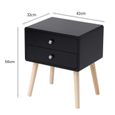  2x Table de nuit table de chevet Noir 2 tiroir surface de rangement Design skandinave Moderne-1