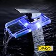 Robinet salle de bain lavabo Mitigeur cascade en verre LED 3 couleur LED - IDEKO-1