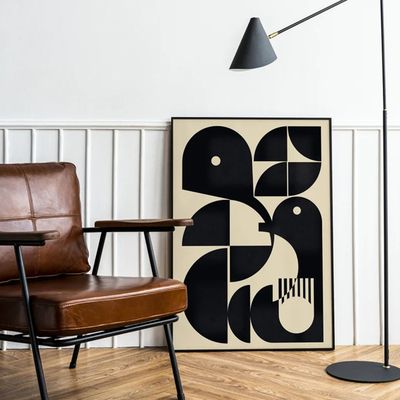 Baibexing Affiche De Peinture Sur Toile Abstraite Avec Lignes Géométriques Bauhaus Pour Chambre À Coucher, Salon, Décoration De La Maison, A8 30X40Cm Sans Cadre