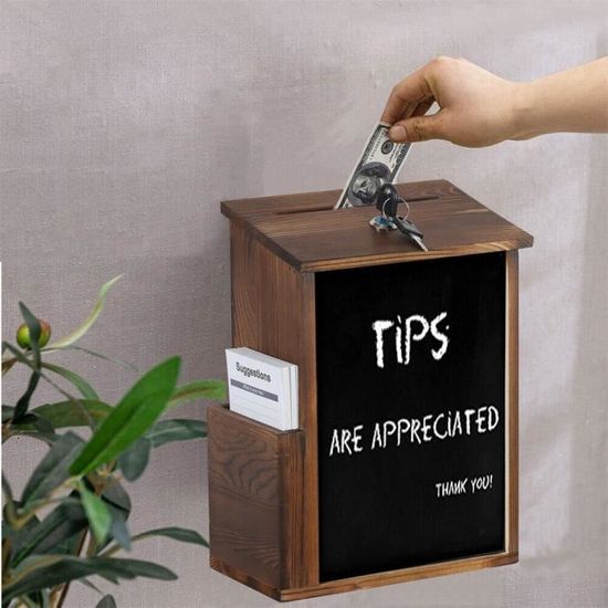 Boîte à Suggestions En Bois Verrouillable Avec Tableau Noir - Montage Mural, Pour Votes, Dons, Idées - Livrée Avec 2 Stylos Tableau Blanc
