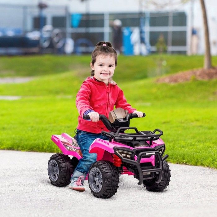 HOMCOM Quad électrique pour Enfants véhicule à Batterie 6V avec Marche Avant et arrière 70L x 41,5l x 48,5H cm Rose