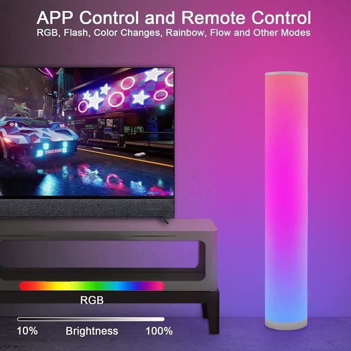 2pcs Lampadaire sur Pied RGB - Lampe Salon LED APP Contrôle Télécommande  Musique Synchronisation 104cm Lampe Créatif