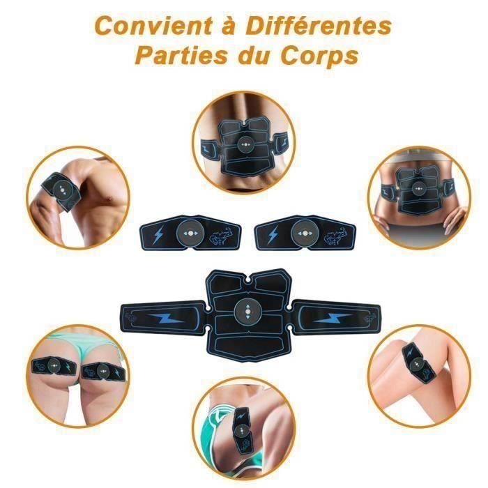 Electrostimulateur Musculaire Abdominal - Ceinture EMS 8 Modes 19 Intensités, Rechargeable USB Pour Abdos