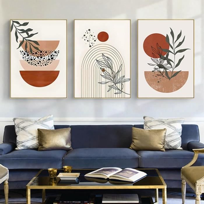 Lot De 3 Posters Art Abstrait Moderne - Impression Sur Toile 40x50 Cm - Décoration Bohème Salon Chambre