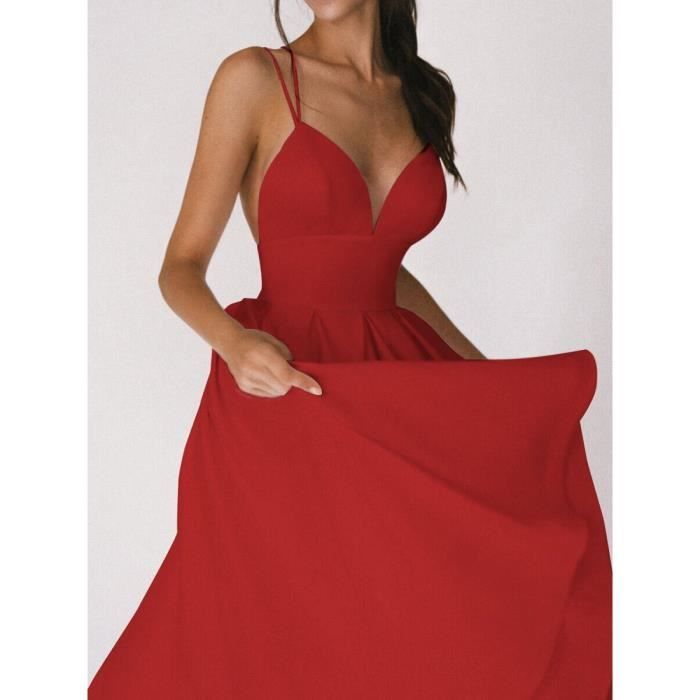 Robes De Soir e Longue Femme t Maxi Robe Bretelles Couleur