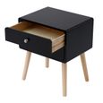  2x Table de nuit table de chevet Noir 2 tiroir surface de rangement Design skandinave Moderne-2