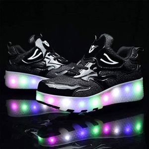 Chaussures à Roulettes Enfants Chaussures à Roulettes XOMAYI1 Enfants - Roues Rétractables Et Détachables - LED USB - Basket Patinette Patins Roulettes Rétractables