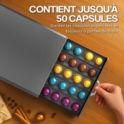 Relaxdays Porte-Dosettes Bambou Naturel - Support Élégant Pour 28 Capsules Café, Design Moderne Cuisine/Bureau