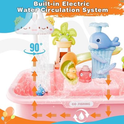 Table D'Eau Et Sable Électrique ZVD - 43 Pièces - Pompe Et Eau Courante - Pieds Réglables - Dès 3 Ans (Vert)