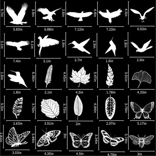 16 x - Oiseaux - Autocollants électrostatiques repositionnables