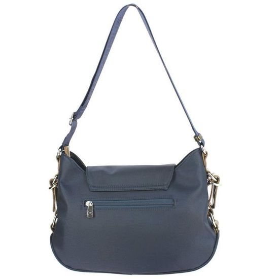 Sac à Main Besace Vintage TED LAPIDUS - Matelassé Bleu Marine, Cuir Et Daim - Made In France