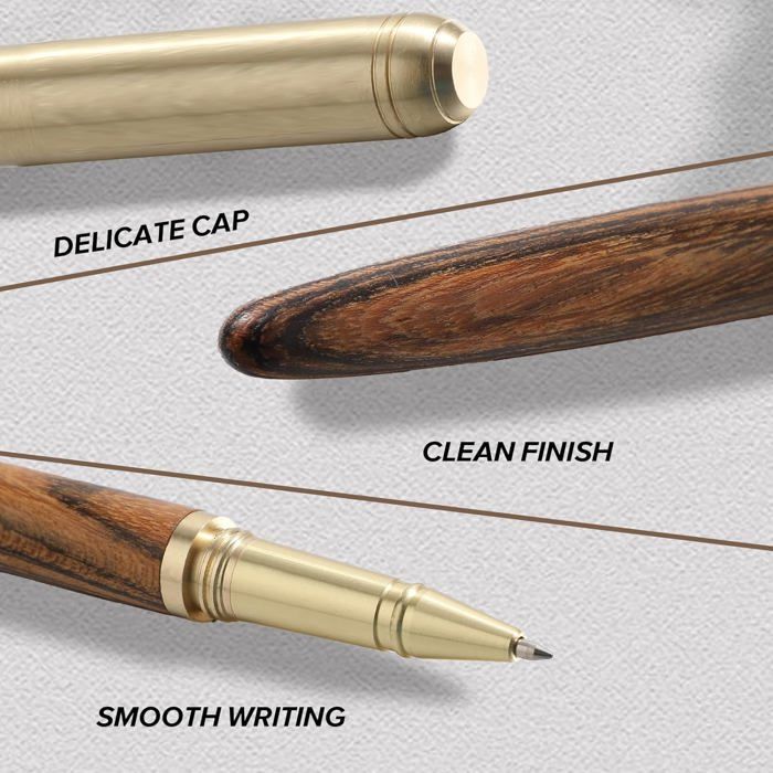 Stylo Bois Premium Avec Boîte Cadeau - Recharges Inclues - Calligraphie Signature - Cadeau Élégant