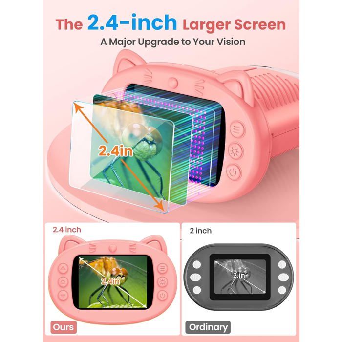 Microscope Pour Enfants LINKMICRO 300X - Kit Scientifique STEM Avec Écran LCD 2'' Et Carte SD 8Go