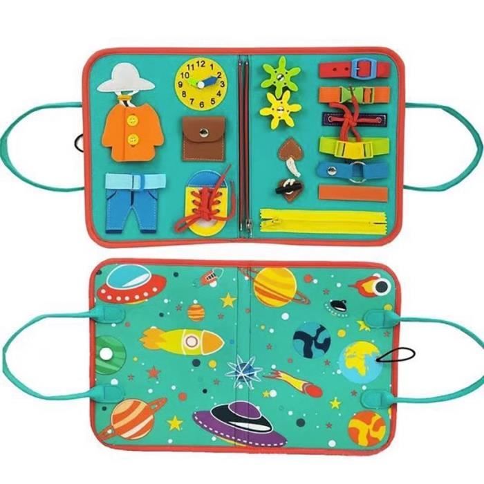 Trdlpyn Busy Board Montessori 8 Pages – 30+ Activités éducatives Pour 2-4 Ans, Feutre Et ABS, Voyage Et Cadeau