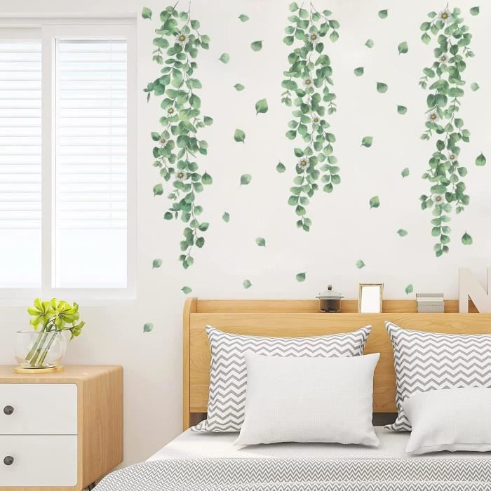 Sticker Muraux Plante Verts,Autocollant Mural Lierre Feuilles,Autocollant Muraux Nature Feuilles