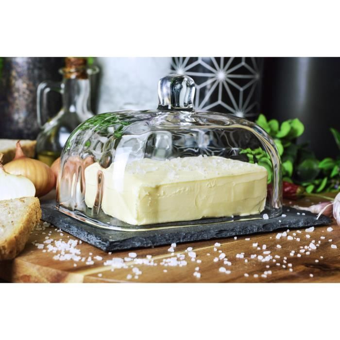 Plat à beurre sur plaque en ardoise Cloche de service Plat à beurre  Réfrigérateur Plat à beurre - Cdiscount Maison
