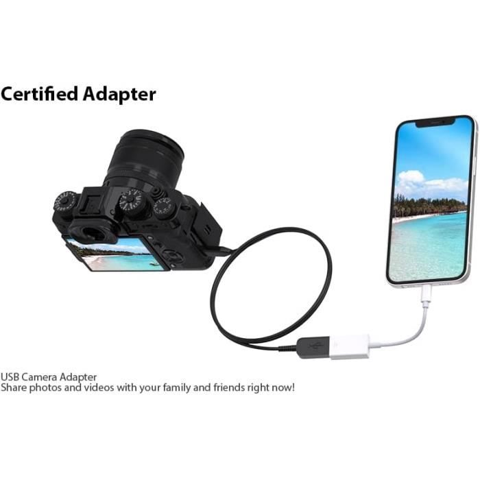 Certifié Apple Mfi Adaptateur Lightning Vers Usb Pour Appareil Photo  Support Hubs, Adaptateur Ethernet, Clavier Midi, Lecteu[N483] - Cdiscount  Informatique