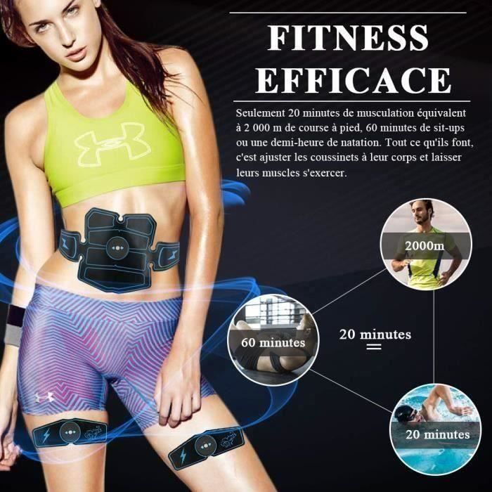 Ceinture EMS Abdominale Electrostimulateur Musculaire - 8 Modes 25 Intensités - USB Rechargeable Avec 3 Contrôleurs Et Bracelets Bras