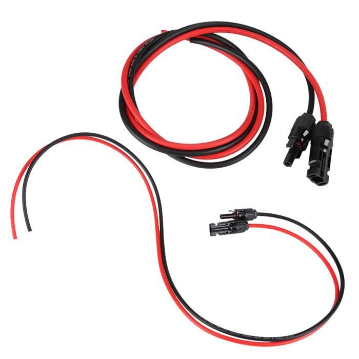 Câble solaire 2X10m 4mm2 avec connecteurs MC4 M/F - panneau à régulateur