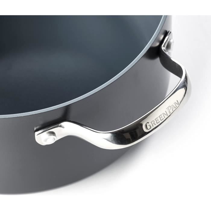 Casserole Antiadhésive En Alliage De Titane 12 Pouces (30 Cm) Avec Couvercle - Poêle à Sauter Profonde - Compatible Tous Feux
