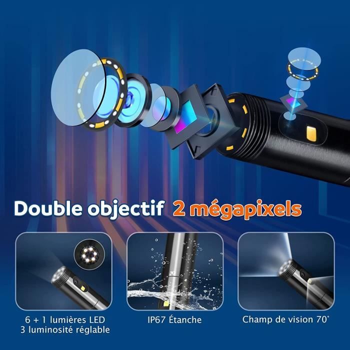 Caméra Endoscopique CHILEAD, Endoscope Industriel Double Objectif avec 7  LED, Camera Inspection Canalisation avec écran IPS 4,58 - Cdiscount  Appareil Photo