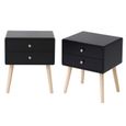  2x Table de nuit table de chevet Noir 2 tiroir surface de rangement Design skandinave Moderne-3