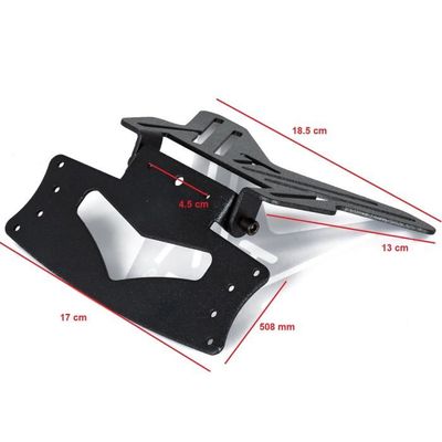Support Plaque Immatriculation Universel Moto - Alliage Aluminium Réglable - Noir