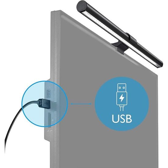 BenQ ScreenBar lampe de bureau LED pour écran PC, Alimentée par USB, Gain d'espace,  Eclairage intelligent, Protection des yeux : : Informatique