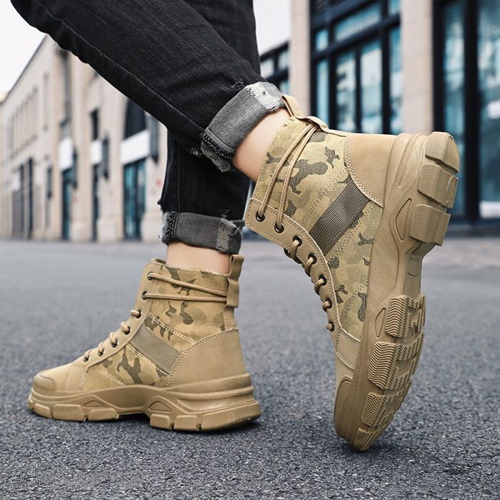 Bottes De Randonnée Homme Imperméables – Bottes Tactiques Militaires Hautes, Chaussures De Travail Et Loisirs Antidérapantes