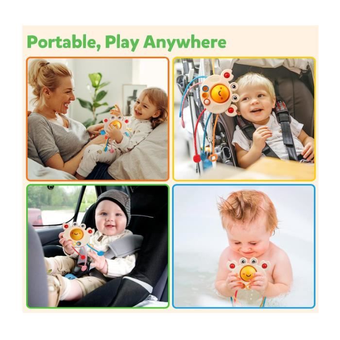 Jouets d'Activité Crabe, Jouet Interactif avec Lanière en Silicone, Jouets Montessori pour Les Tout-Petits, Jouets éducatifs - Jeux - Jouets