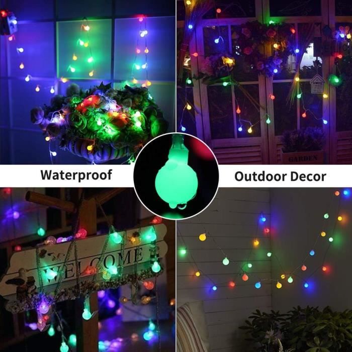 Guirlande lumineuse de camping 5 m 10 m 15 m LED solaire d'extérieur pour  les fêtes féériques, Noël, guirlande d'éclairage avec perles de lampe LED