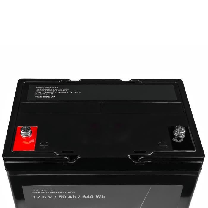 Batterie Lithium 12V Lifepo4 50Ah 640Wh, Durée de vie de 10 ans