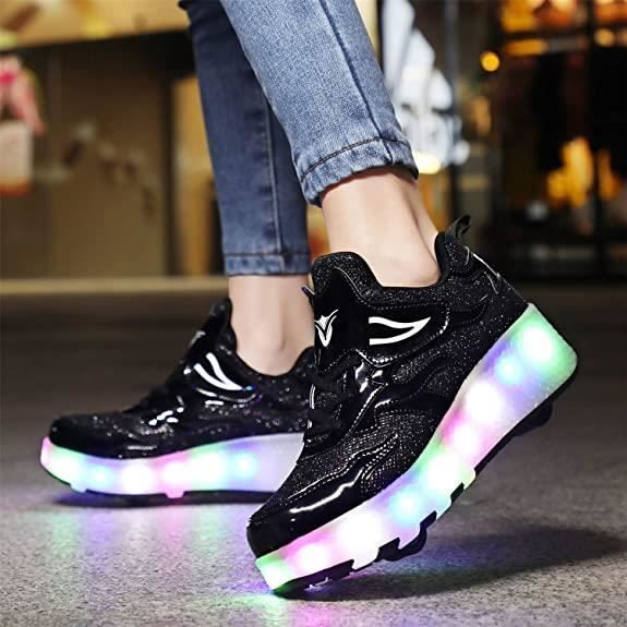 Enfants Baskets de Skateboard Fille Gar on Chaussures LED Lumi res