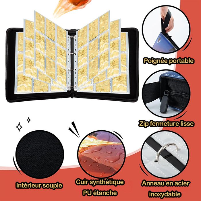 Classeur Carte Album 900 Pochettes - Grand Cahier Rangement Avec Fermeture Éclair, Porte-Cartes Pokémon Compatible Pour Collectionneurs, Cadeau Noël